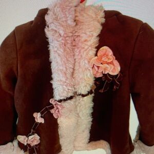 Brown and Pink Kids Jacket with Floral Design